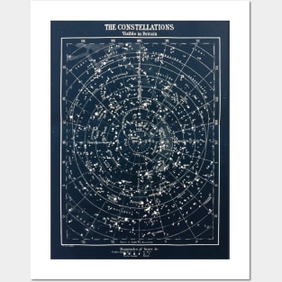 Vintage STAR CONSTELLATIONS MAP POSTER circa 1900s Posters and Art